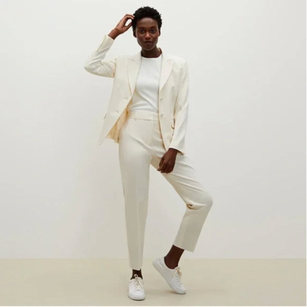 New MM Lafleur The Mejia Pant Washable Italian Wool Twill‎ Sz 12 Ivory